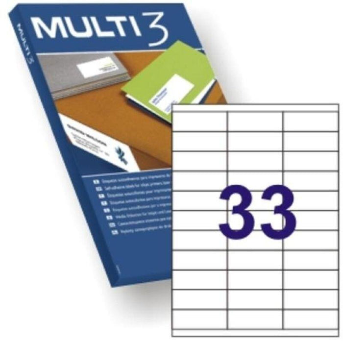 Etiquetas Adhesivas Multi3 04702 70x25.4mm Cantos Rectos 100 Hojas