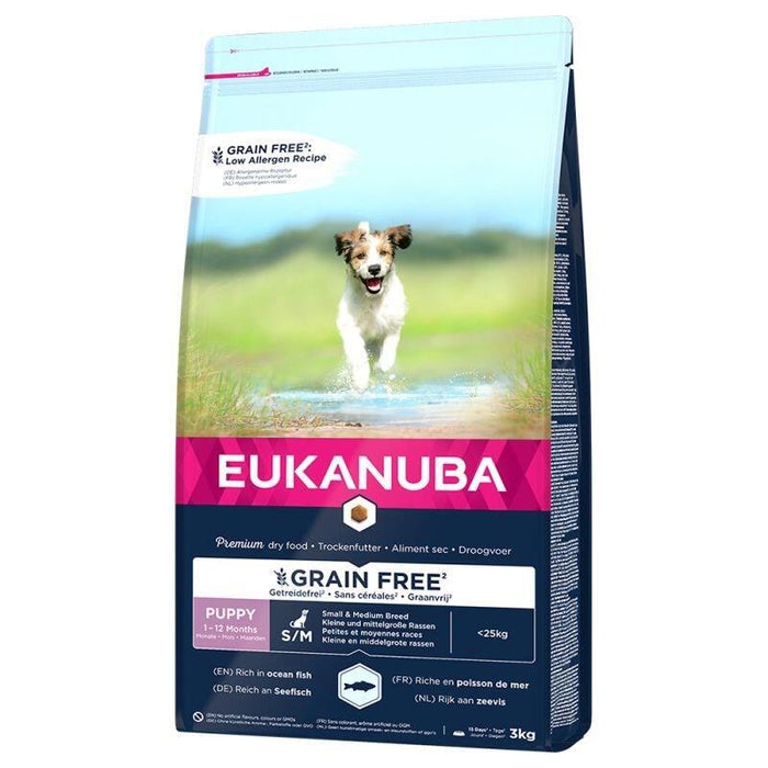 Eukanuba Grain Free Puppy Small/Medium Breed Ocean Fish - Alimento Seco Para Perros - 3 Kg