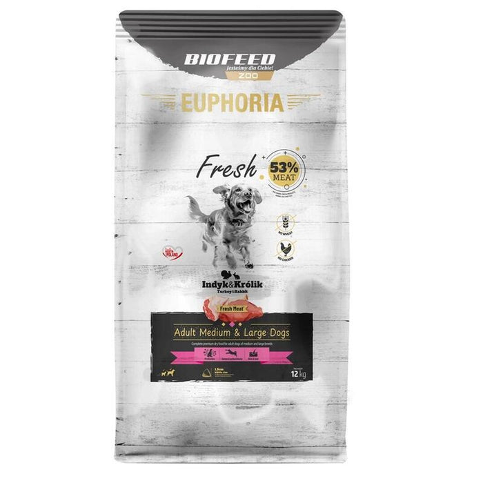 Euphoria Fresh Adult Medium & Large Dogs Turkey With Rabbit - Alimento Seco Para Perros - 12kg