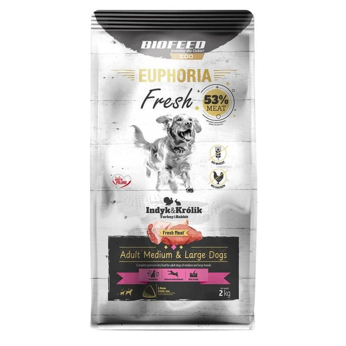 Euphoria Fresh Adult Medium & Large Dogs Turkey With Rabbit - Alimento Seco Para Perros - 2kg