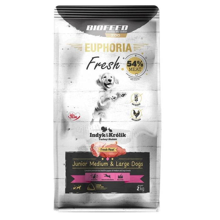 Euphoria Fresh Junior Medium & Large Dogs Turkey With Rabbit - Alimento Seco Para Perros - 2kg