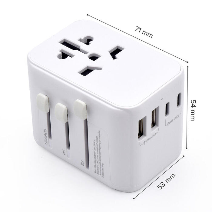 Ewent Adaptador Universal De Viaje+2usb Y 3usb-C