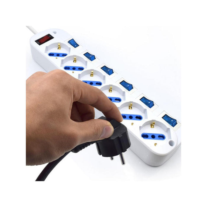 Ewent Regleta 6 Tomas Schuko Con Interruptor Individual 3m Ewent Ew3932-3m, 6 Salidas Ac, Tipo F, 3500 W, 3 M, Blanco