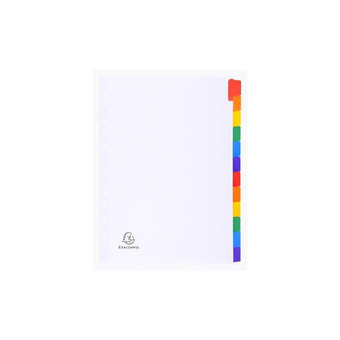 Exacompta Separadores Cartulina Blanca 160gr 12 Posiciones A4 Pestañas Colores