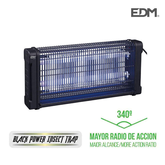 Exterminador De Insectos Profesional Electronico 2x10w 43,7x10x26,5cm 340° Color Negro Edm