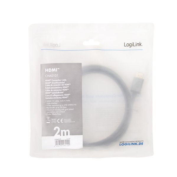 EAN 4052792062144 - LogiLink CHA0101 cable HDMI 2 m HDMI tipo A (Estándar) Negro, Gris imagen 3