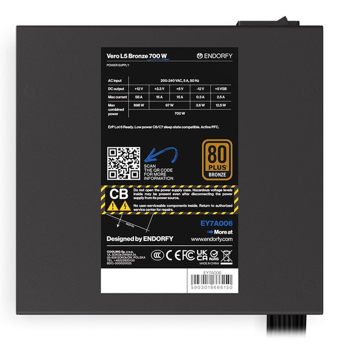 EAN 5903018666150 - ENDORFY Vero L5 Bronze unidad de fuente de alimentación 700 W 24-pin ATX ATX Negro imagen 6