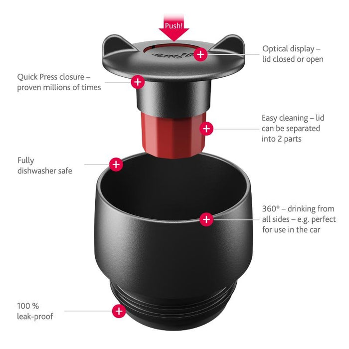 EAN 4009049403762 - EMSA 515618 taza de viaje Negro, Rojo, Acero inoxidable imagen 2