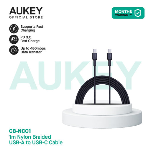 EAN 0689323785360 - AUKEY CB-NCC1 USB-C Type-C Power Delivery PD 60W 3A 1m Nylon Black cable USB USB 3.2 Gen 1 (3.1 Gen 1) US imagen 2