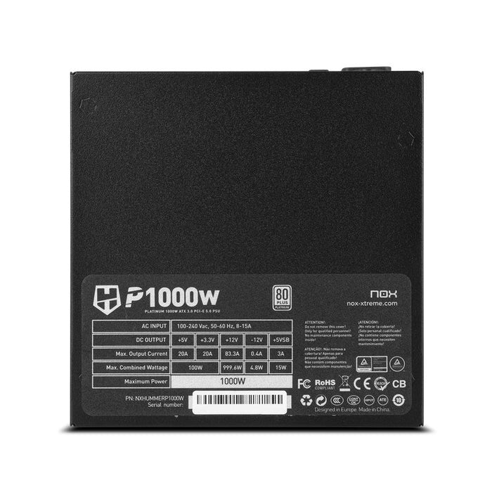 EAN 8436587974533 - NOX Hummer P 1000W unidad de fuente de alimentación 24-pin ATX ATX Negro imagen 7