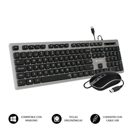 EAN 8436586741877 - SUBBLIM SUBKBC-CEKE50 teclado Ratón incluido Universal QWERTY Español Negro, Gris imagen 1