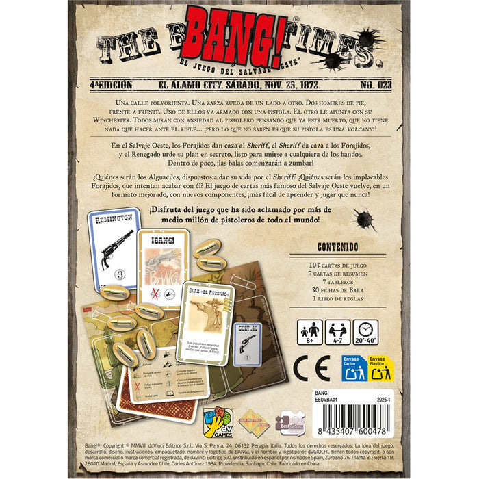 EAN 8435407600478 - Asmodee EEDVBA01 juego de tablero Bang! 40 min Juego De Cartas Estrategia imagen 4