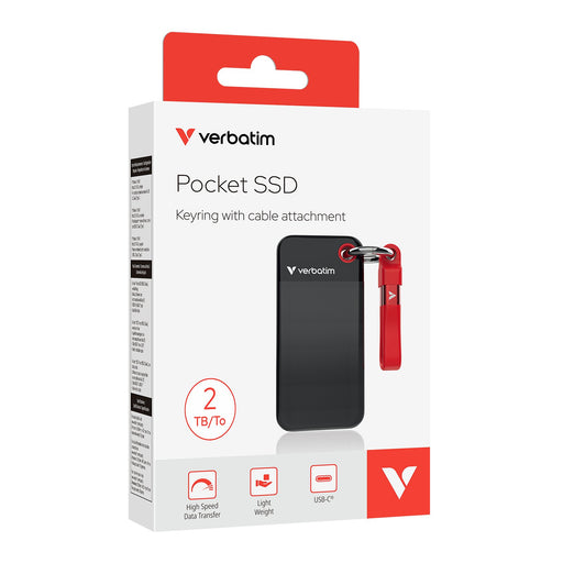 EAN 0023942321965 - Verbatim Pocket SSD 2 TB USB Tipo C 3.2 Gen 2 (3.1 Gen 2) Negro, Rojo imagen 2