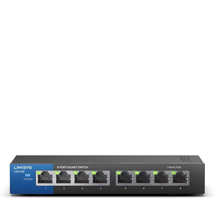 EAN 0745883632169 - Linksys LGS108 No administrado L2 Gigabit Ethernet (10/100/1000) Negro, Azul imagen 4