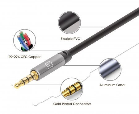 EAN 766623356015 - Manhattan 356015 cable de audio 5 m 3,5mm Negro, Plata imagen 5