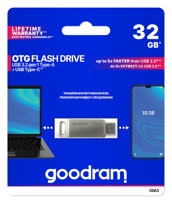 EAN 5908267960257 - Goodram ODA3 unidad flash USB 32 GB USB Type-A / USB Type-C 3.2 Gen 1 (3.1 Gen 1) Plata imagen 6