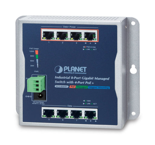 EAN 4711605281720 - PLANET WGS-804HPT switch Gestionado Gigabit Ethernet (10/100/1000) Energía sobre Ethernet (PoE) Negro imagen 1