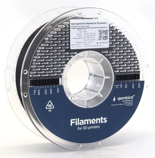 EAN 8716309131650 - Gembird 3DP-PLA1.75HY-01-BK material de impresión 3d Ácido poliláctico (PLA) Negro 1 kg imagen 2