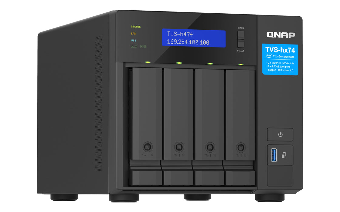 EAN 4711103082355 - QNAP TVS-H474 NAS Torre Intel® Pentium® G7400 8 GB DDR4 0 TB QuTS hero Negro imagen 4