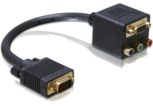 EAN 4043619650590 - DeLOCK Adapter VGA male to VGA + 3x Cinch female 0,2 m VGA (D-Sub) VGA (D-Sub) + 3 x RCA Negro imagen 1