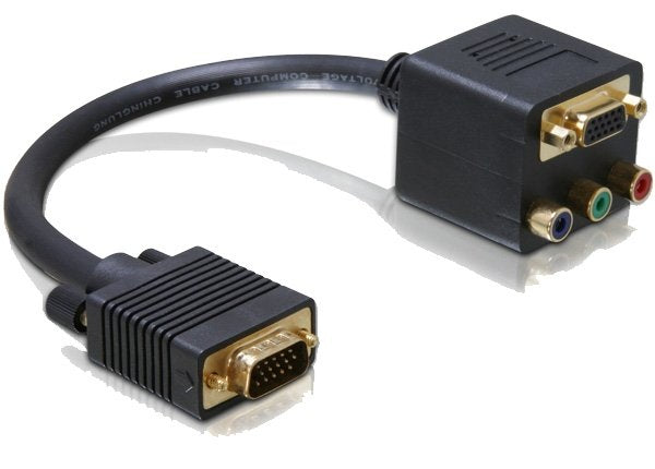 EAN 4043619650590 - DeLOCK Adapter VGA male to VGA + 3x Cinch female 0,2 m VGA (D-Sub) VGA (D-Sub) + 3 x RCA Negro imagen 1