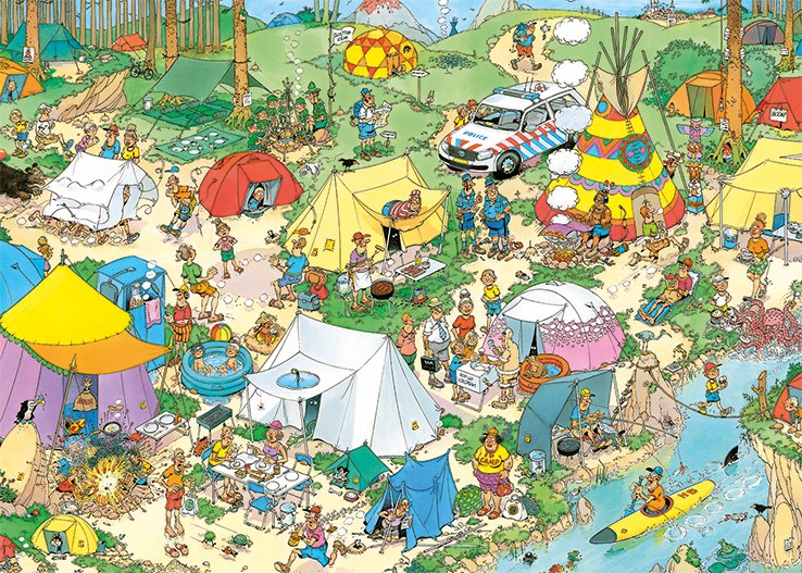 EAN 8710126190876 - Jan van Haasteren Camping in the Forest 2000 pcs Puzzle rompecabezas 2000 pieza(s) Cómics imagen 2