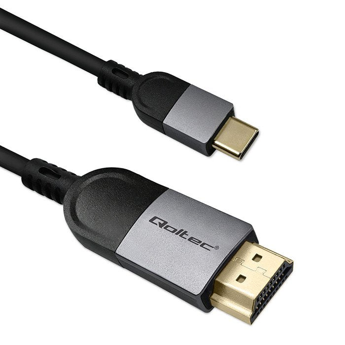 EAN 5901878504384 - Qoltec 50438 adaptador de cable de vídeo 2 m USB Tipo C HDMI Negro imagen 1