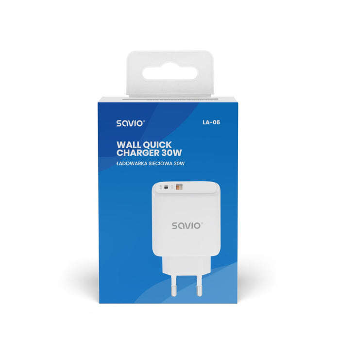 EAN 5901986046905 - Savio LA-06 USB Type A & C Quick Charge Power Delivery 3.0 Indoor Tableta, Teléfono Blanco Corriente alte imagen 6