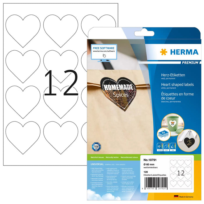 EAN 4008705107914 - HERMA 10791 etiqueta autoadhesiva Corazón Permanente Blanco 120 pieza(s) imagen 2