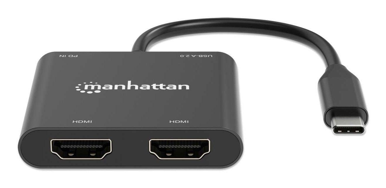 EAN 766623154321 - Manhattan 154321 adaptador de cable de vídeo 0,15 m USB Tipo C 2 x HDMI Negro imagen 6