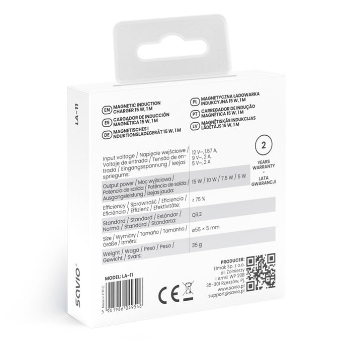 EAN 5901986049548 - Savio LA-11 cargador de dispositivo móvil Teléfono móvil, Universal Blanco CC Cargador inalámbrico Interi imagen 5