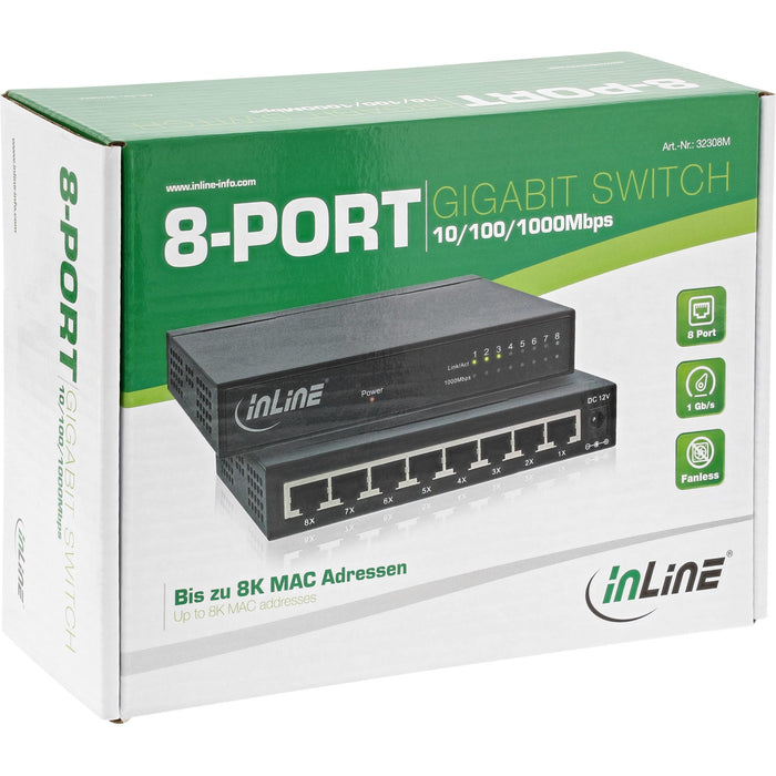 EAN 4043718257331 - InLine 32308M switch Gigabit Ethernet (10/100/1000) Negro imagen 3