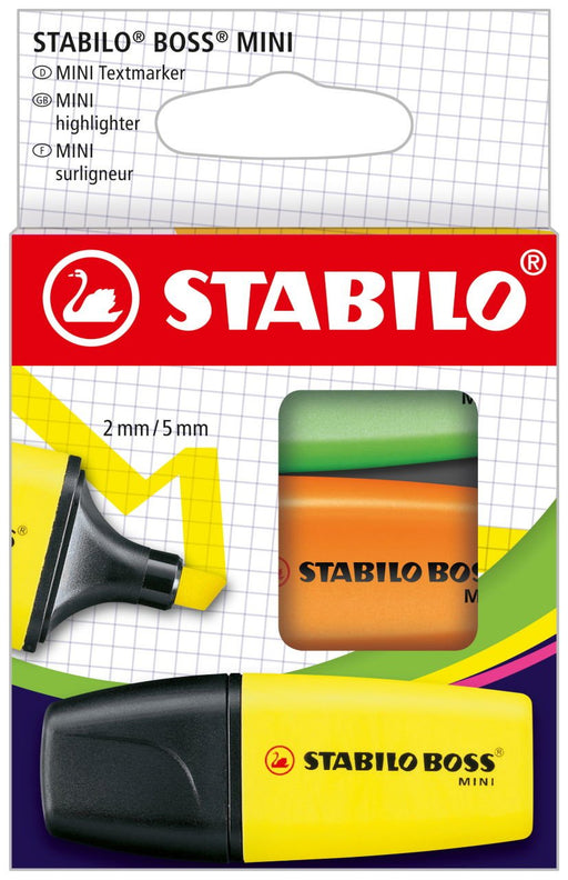 EAN 4006381583053 - STABILO BOSS Mini marcador 3 pieza(s) Punta de cincel Verde, Naranja, Amarillo imagen 1