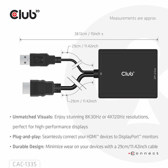 EAN 8719214472498 - CLUB3D CAC-1335 adaptador de cable de vídeo 1 m HDMI + USB DisplayPort imagen 22