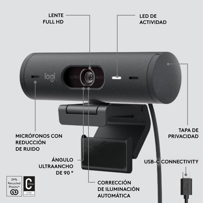 EAN 5099206104914 - Logitech 960-001422 cámara web 4 MP 1920 x 1080 Pixeles USB-C Grafito imagen 14