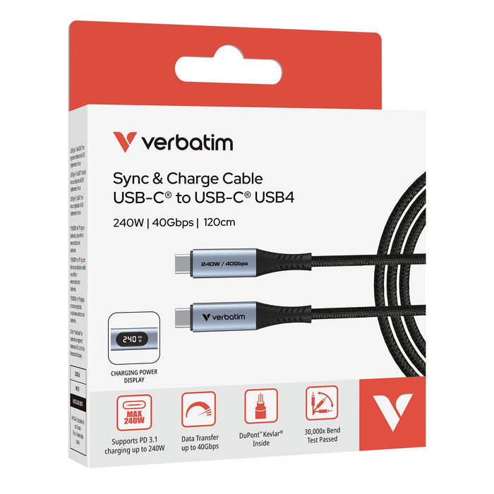 EAN 0023942318491 - Verbatim 31849 cable USB USB4 Gen 2x2 1,2 m USB C Negro imagen 6