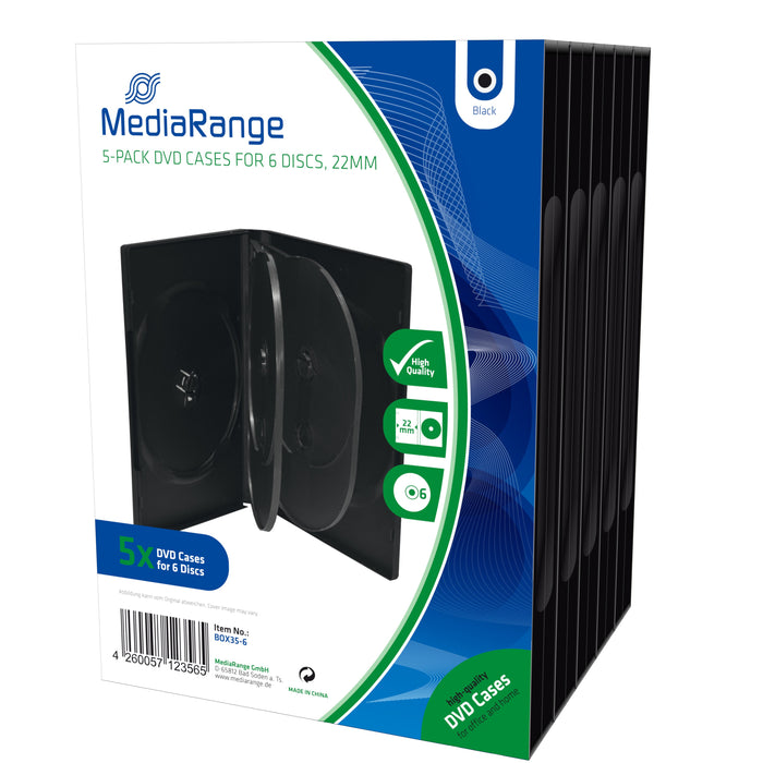 EAN 4260057123565 - MediaRange BOX35-6 funda para discos ópticos Funda de DVD 6 discos Negro imagen 1