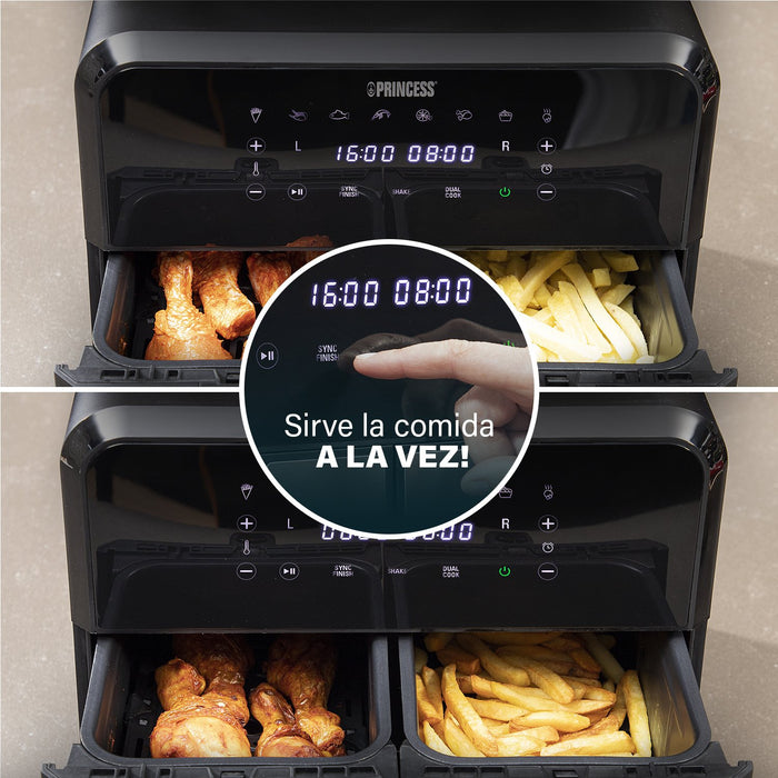 EAN 8712836969360 - Princess 182074 Doble 8 L Independiente 1700 W Freidora de aire caliente Negro, Acero inoxidable imagen 23