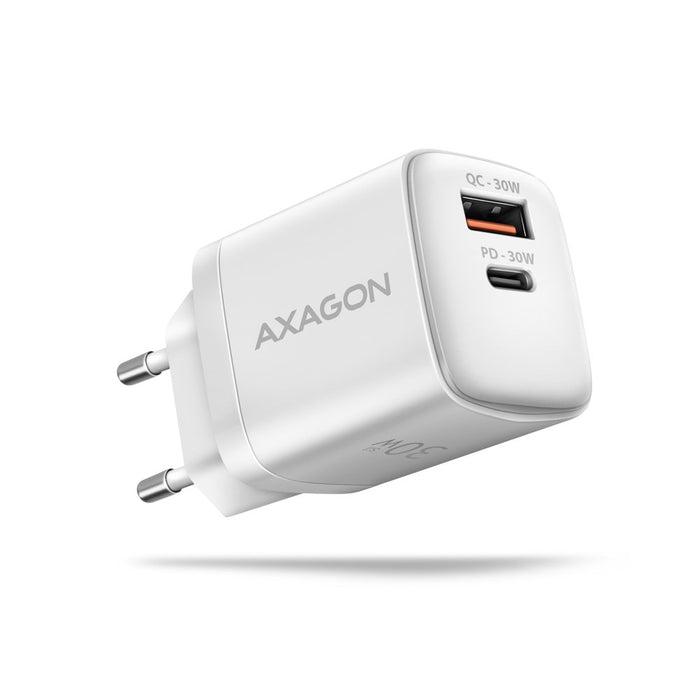 EAN 8595247907110 - Axagon ACU-PQ30W Ladegerät QC3.0.4.0/AFC/FCP/PPS/Apple+ PD USB-C 30W - weiß - USB Typ C Teléfono móvil, S imagen 1