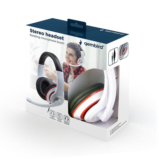 EAN 8716309113663 - Gembird MHS-03-WTRDBK auricular y casco Auriculares Alámbrico Diadema Juego Negro, Rojo, Blanco imagen 2