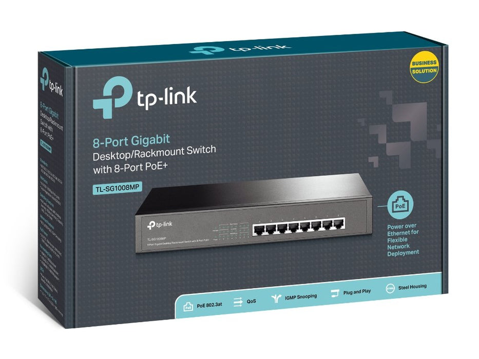 EAN 6935364085254 - TP-Link TL-SG1008MP No administrado Gigabit Ethernet (10/100/1000) Energía sobre Ethernet (PoE) 1U Negro imagen 4