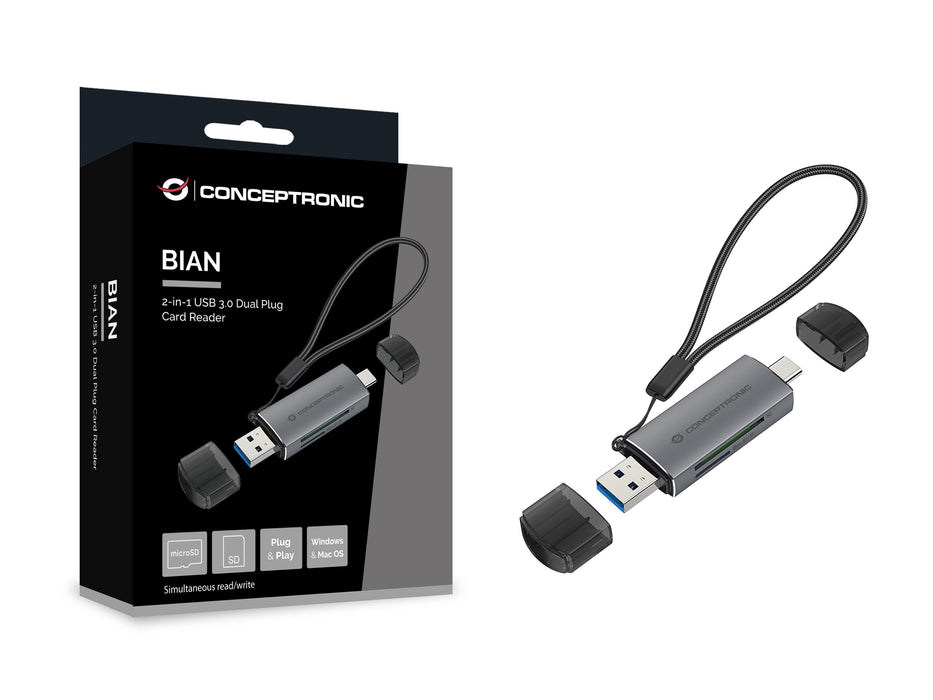EAN 4015867234358 - Conceptronic BIAN05G lector de tarjeta USB 3.2 Gen 1 (3.1 Gen 1) Type-A/Type-C Gris imagen 2