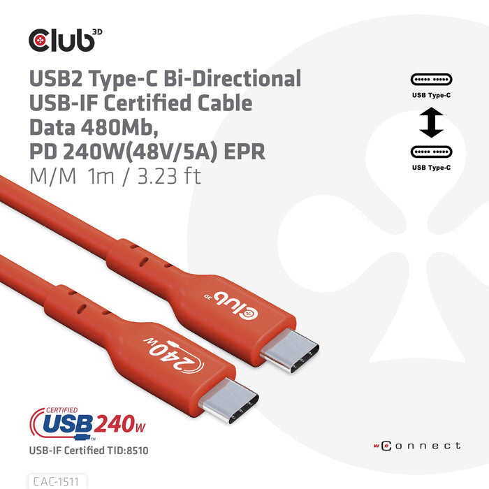 EAN 8719214472641 - CLUB3D CAC-1515 cable USB USB 2.0 USB C Naranja, Rojo imagen 6