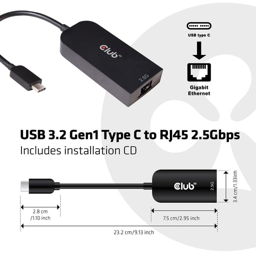 EAN 8719214471248 - CLUB3D CAC-1520 cambiador de género para cable USB C Ethernet Negro imagen 2