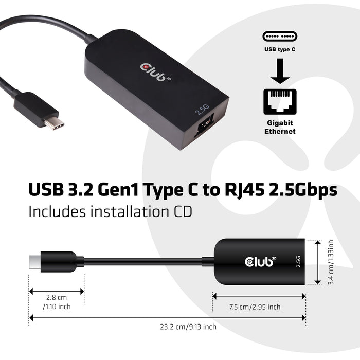 EAN 8719214471248 - CLUB3D CAC-1520 cambiador de género para cable USB C Ethernet Negro imagen 2