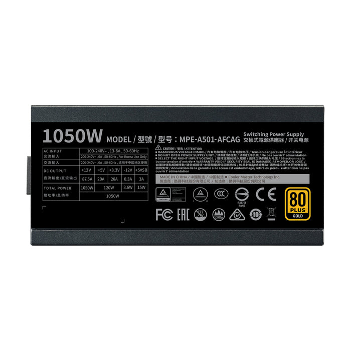 EAN 4719512085646 - Cooler Master MWE Gold 1050 - V2 Full Modular unidad de fuente de alimentación 1050 W 24-pin ATX ATX Negr imagen 7