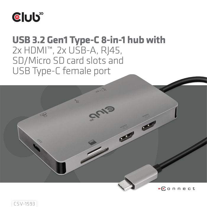 EAN 8719214471828 - CLUB3D CSV-1593 hub de interfaz USB 3.2 Gen 1 (3.1 Gen 1) Type-C 16200 Mbit/s Metálico imagen 8