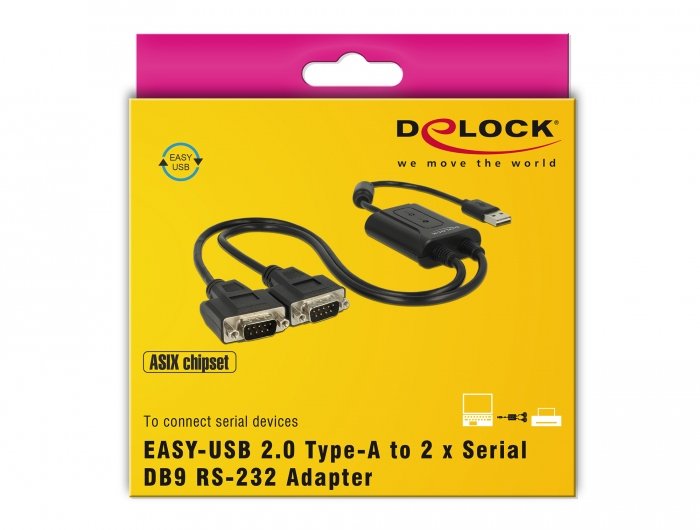EAN 4043619639502 - DeLOCK 63950 cable de serie Negro 0,6 m USB 2.0 Type-A 2 x RS-232 DB9 imagen 6
