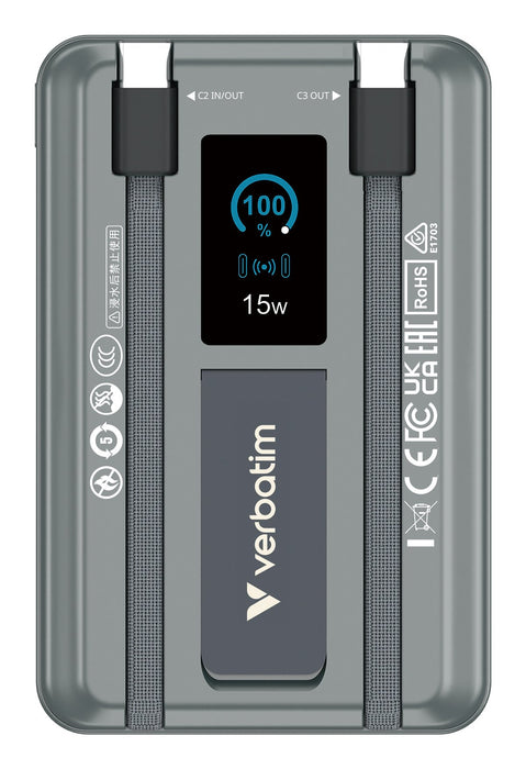 EAN 23942322726 - Verbatim 32272 batería externa Polímero de litio 10000 mAh Cargador inalámbrico Gris imagen 2