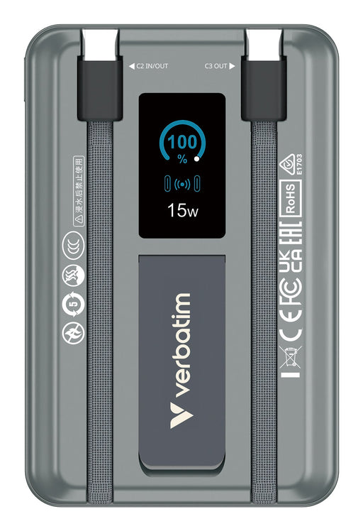 EAN 23942322726 - Verbatim 32272 batería externa Polímero de litio 10000 mAh Cargador inalámbrico Gris imagen 2